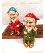 2 Vintage Japan Elf Gnome Paper Mache Figures 5&quot; Figurines MCM Holiday D... - $22.07