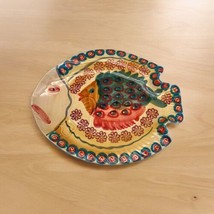 Fish Shape Serving Platter Italian Hand Painted Semi Textured Tail Fins - £25.30 GBP