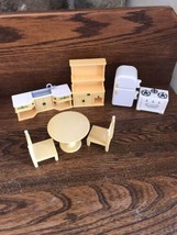 Calico Critters Family Kitchen Set Table Chairs, fridge, stove counter Hutch lot - £15.60 GBP