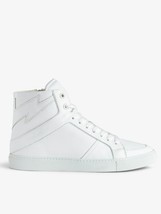 Zadig &amp; Voltaire High Flash Sneakers White Leather High Tops $328, Sz 40... - $118.79