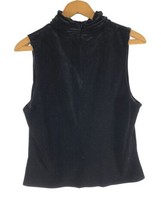 JS Boutique Tank Top XL Black Velvet / Velour Turtleneck Formal Evening Wear - £29.72 GBP