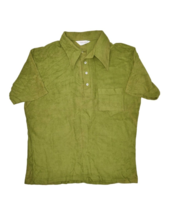 Vintage Terry Cloth Polo Shirt Mens XL Green Short Sleeve 80s Career Clu... - $35.65