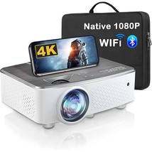 Wifi Bluetooth Projector, Native 1080P Hd Movie Projector With Carrying ... - $118.99