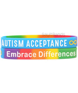 2 of XL Adult Size Infinity Sign Autism Acceptance Silicone Wristband Br... - $13.42 CAD