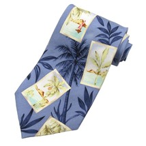 Tommy Bahama Vintage Men&#39;s Silk Tie Island Palm Print Cornflower Blue - £11.02 GBP