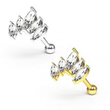 316L Surgical Steel CZ Crown Shaped Cartilage Helix Tragus Piercing Ear Stud 16G - £36.45 GBP