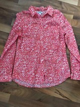 Old Navy Small Orange Floral Button Front Blouse Long Sleeve - £16.65 GBP