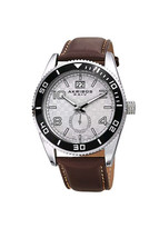 Men&#39;s Akribos XXIV AK859SSBR Silver-Tone Rotating Bezel Brown Leather Watch - £41.44 GBP