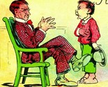 Comic Greeting Please Explain 1900s Postcard Unused UNP Child Father VGC - $3.91