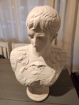 Vintage Italian Plaster Julius Caesar Bust, 23 Inch Signed Sculpture - $350.00