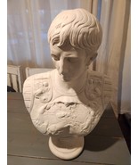 Vintage Italian Plaster Julius Caesar Bust, 23 Inch Signed Sculpture - $6,569.85 MXN