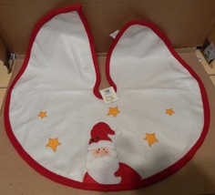 Christmas Tree Skirt 23&quot; Diameter Santa Claus &amp; Stars 144J - $6.49