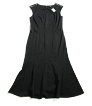 NWT Ann Taylor Ponte Shoulder Zip Midi in Black Seamed Fit &amp; Flare Dress 4 - £33.05 GBP