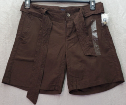 Gap Bermuda Shorts Women&#39;s Size 4 Brown Linen Slash Pockets Flat Front Belted - £14.51 GBP