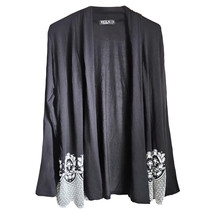 ECLA Black Open Front Cardigan Sweater with Long Sleeves | Medium - £12.70 GBP