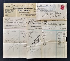 Lot 1913 Blumhard Blue Paper Co Phila Pa T-SQUARE Club Invoices Architect Foster - £17.60 GBP