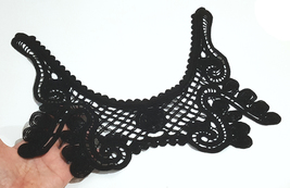 1 Black Crochet Neckline Collar Lace Patch Motif Appliques Front/Back Pa... - £5.52 GBP