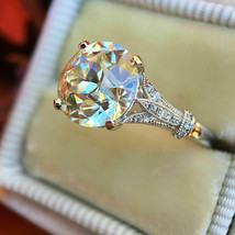 3CT Round Lab Created Diamond Art Deco Engagement Ring 14K Two Tone Gold Finish - £73.91 GBP