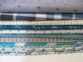 Teal Yellow Blue Cotton Floral Print Fabric Lot 11 Pcs Quilt Craft Over 5.5 Yds - £15.05 GBP