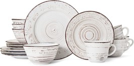 Vintage Dinnerware Set Stoneware Plates Bowls Mugs Service For 4 16 Piece White - £86.71 GBP