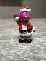 Vintage Barney the Purple Dinosaur Christmas Santa 2.5&quot; PVC Figure Toy - £5.35 GBP