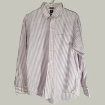 Izod Button Down Shirt Mens L White Striped Long Sleeve Pocket  - £11.91 GBP