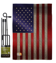 Steel Of Pride American Flag Burlap - Impressions Decorative Metal Garden Pole S - £27.15 GBP