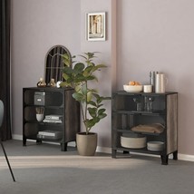  Storage Cabinet Set of 2 Grey Metal, MDF 28.3 x 14.2 x 32.3 in - €351,37 EUR
