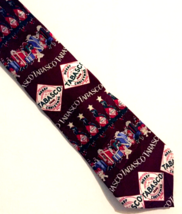 Tabasco silk necktie Christmas theme 58 in long made USA - £5.61 GBP