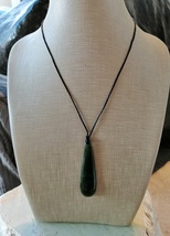 New zealand Jade greenstone Drop pendant / necklace 57 mm x 14 mm - £55.06 GBP