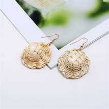 18K Gold-Plated Rattan Hat Drop Earrings - £10.96 GBP