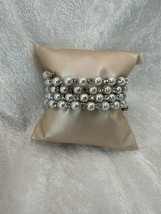 Faux Imitation Pearl &amp; Rhinestone Stretch Bracelet The Gilded Age Downto... - $183.52 MXN