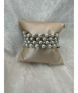 Faux Imitation Pearl &amp; Rhinestone Stretch Bracelet The Gilded Age Downto... - $183.80 MXN