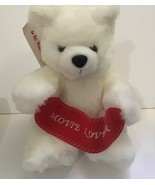 Blockbuster Video rare white movie lover bear stuffed 11” clean soft cuddly - $23.99