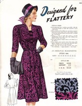 Vintage Maisonette Ad Fabric Swatch 1940s 8x11 666 FRENCH CREPE PRINT - $21.78