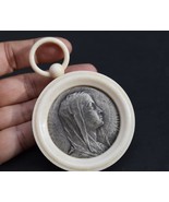 Antique French Religious Crib Medal Our Lady of Lourdes Holy Virgin Mary - $97.50