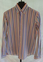 Ralph Lauren Blue Orange Yellow Green White Striped Cotton Shirt Mens Si... - $19.79