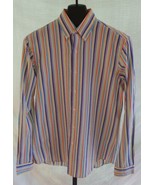 Ralph Lauren Blue Orange Yellow Green White Striped Cotton Shirt Mens Si... - £15.58 GBP