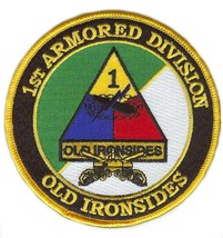 ARMY 1ST ARMORED OLD IRONSIDES DIVISION  4&quot; EMBROIDERED MILITARY  PATCH - £22.74 GBP