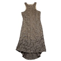 Coco Avante Dress Womens M Brown Floral Sequin Lace Halter Neck Back Zip Maxi - $25.62