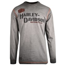 Harley-Davidson Men&#39;s T-Shirt Grey Distressed Iron Block Long Sleeve (S48) - £16.81 GBP+