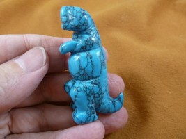 (Y-DIN-TY-566) Blue Dino T-REX Tyrannosaurus Dinosaur Gemstone Carving Figurine - $14.01