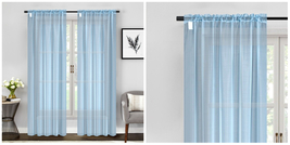2 Piece Sheer Voile Window Curtains Drapes Set with Rod Pocket - Light B... - £32.81 GBP