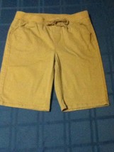 Size 14 Slim  Justice uniform shorts long khaki elastic waistband beige - £10.92 GBP