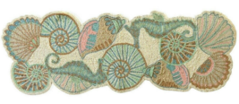 Seahorse Shells Table Runner Fully Beaded Beads 36x14&quot; Beach Summer House - £61.44 GBP