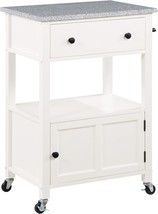 Osp Home Furnishings Fairfax Kitchen Cart With Granite Worktop,, White Base. - £152.53 GBP