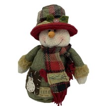 Charming Group Snowman Christmas Weighted Hat Scarf Country Decor Rustic Fabric - £19.41 GBP
