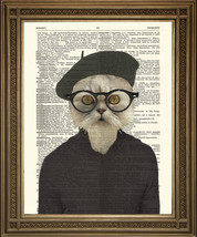 Hipster Cat Print: Fun, Vintage Beatnik Dictionary Page Art (8 X 10&quot;) - £6.60 GBP