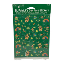 VINTAGE AMERICAN GREETINGS ST PATRICK&#39;S DAY FACE STICKERS NEW SEALED POT... - $14.25