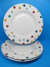 Emma Bridgewater England Set Of 3 Polka Dot 10 1/2&quot; Dinner Plates GUC - £39.16 GBP